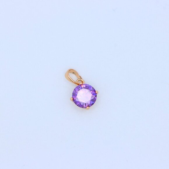 "Shimmering Round Purple Pendant in Gold Plated Brass Setting, XPPT1665 - Picture 9 of 13